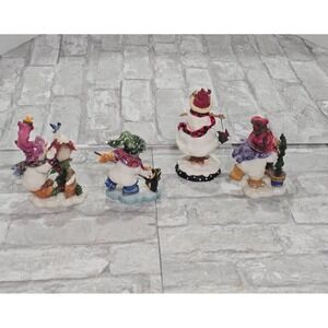 Ceramic Snowman Figures 4.5" Tall Glitter Gloss Finish Gardener Hockey Bird Hous
